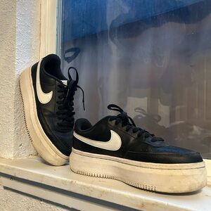 Nike Black and White Platform Sneakers